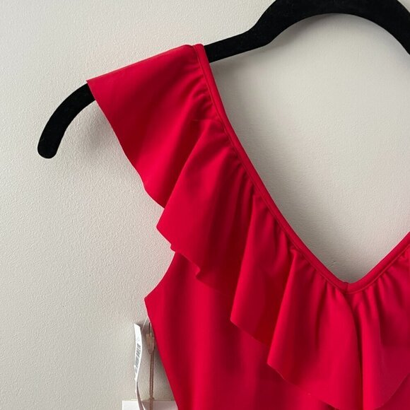 Wilfred Danette Summer Sleeveless Pull On Ruffles V-Neck Bodysuit Red 2XS NEW - Picture 4 of 7